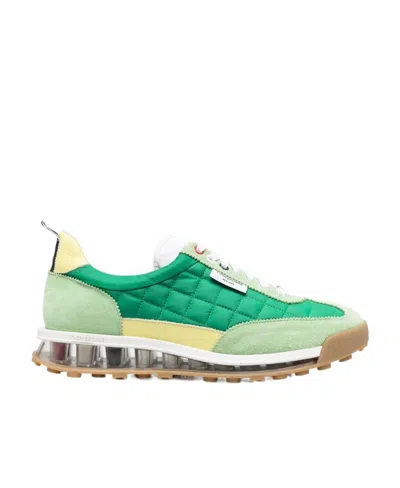 Thom Browne Tech Runner Quilted Sneakers In Green