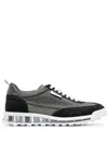 Thom Browne Flannel Sneakers With Iconic Tricolor Detail