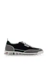 Thom Browne Navy Grey Wool Tech Runner Low Top Sneakers