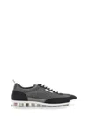 Thom Browne Flannel Sneakers With Iconic Tricolor Detail In Gray