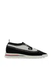 Thom Browne Longwing Brogue W/ Tech Runner Sole In Trompe Loeil Knit In Black