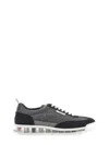Thom Browne Flannel Sneakers With Iconic Tricolor Detail In Grey