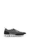 Thom Browne Flannel Sneakers With Iconic Tricolor Detail In Grey
