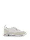 Thom Browne Perforated Leather Sneakers With Suede Overlays And Transparent Sole In Multi