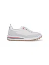 Thom Browne White Low Top Perforated Sneaker With Non-slip Rubber Outsole