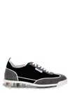 Thom Browne Navy Grey Wool Tech Runner Low Top Sneakers In Multicolour