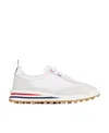 Thom Browne White Low Top Perforated Sneaker With Non-slip Rubber Outsole In White