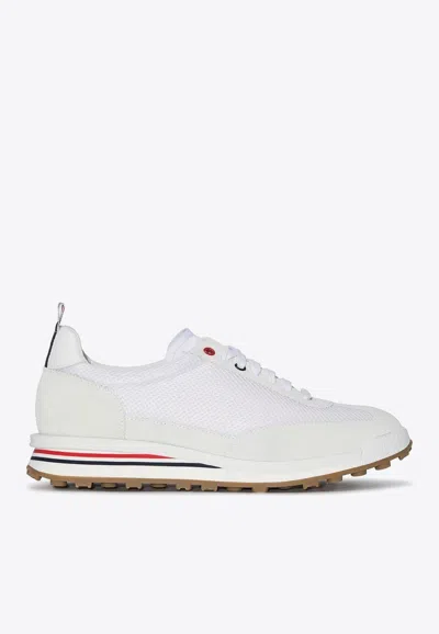 Thom Browne Tech Suede Low-top Sneakers In White
