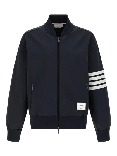 Thom Browne Tech Viscose Bomber Jacket In Blue