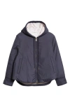 Thom Browne Technical Fabric Down Hooded Jacket In Navy
