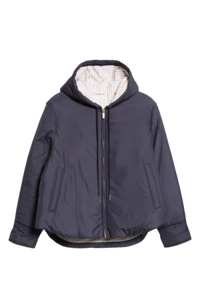 Thom Browne Technical Fabric Down Hooded Jacket In Navy