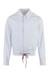 Thom Browne Cropped Lightweight Jacket With Vertical Pinstripe Pattern In White
