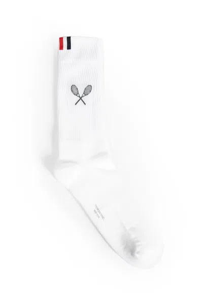 Thom Browne Tennis Racquet Athletic Socks In White