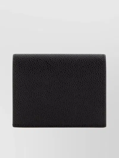 Thom Browne Textured Bifold Leather Card Holder In Black