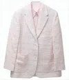 Thom Browne Textured Check Patterned Jacket With Striped Lining In White