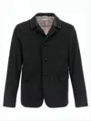 Thom Browne Textured Corduroy Suit Jacket With Leather Detail In Black
