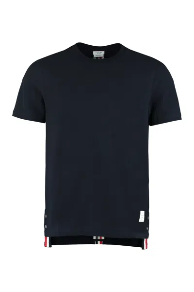 Thom Browne Textured Cotton Pique 4-bar T-shirt In Blue