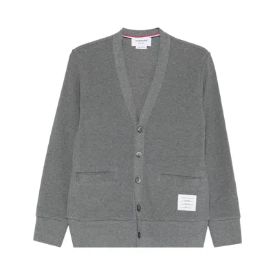 Pre-owned Thom Browne Textured Cotton V Neck Cardigan 'medium Grey' | Men's Size 2 In Gray