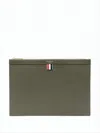 Thom Browne Textured Cow Leather Clutch With Gold-tone Hardware In White
