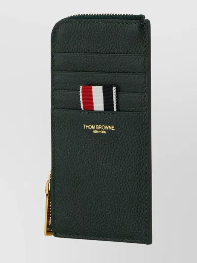 Thom Browne Textured Embossed Wallet Gold Hardware In Green