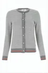 Thom Browne Textured Grey Cardigan With Button-down Front In Gray