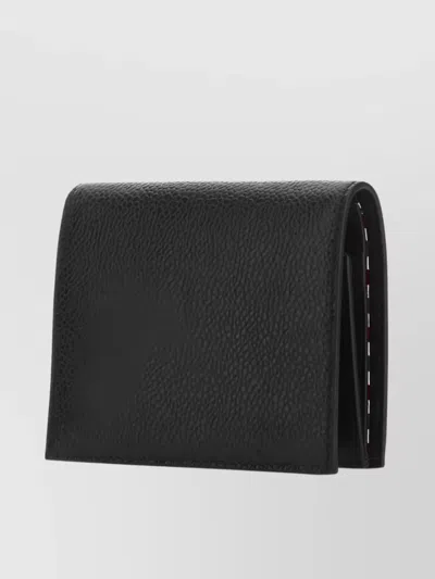 Thom Browne Textured Leather Bi-fold Wallet In Black