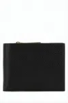 Thom Browne Textured Leather Compact Wallet With Zippered Compartment In Black
