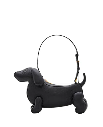 Thom Browne Textured Leather Dachshund-inspired Shoulder Bag In Black