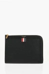 Thom Browne Textured Leather Gusset Pochette With Zip Closure
