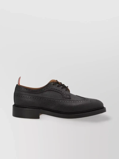 Thom Browne Textured Leather Lace-up Wingtip Shoes In Black