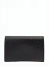 Thom Browne Textured Leather Wallet With Snap Button Closure And Tricolor Detail In Black