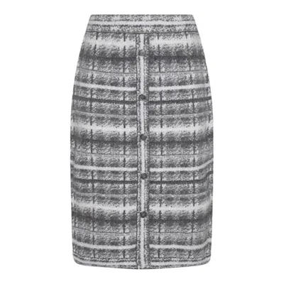Thom Browne Textured Plaid Midi Skirt With Button Closure In Gray