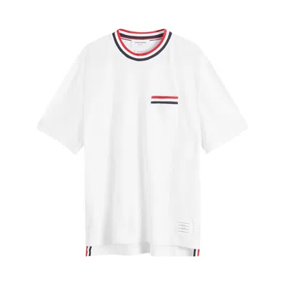 Pre-owned Thom Browne Textured Pointelle Cotton Short-sleeve Tee 'white' | Men's Size 3