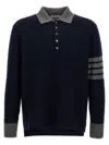 Thom Browne 'striped Rugby Collar' Sweater In Blue
