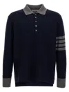 Thom Browne 'striped Rugby Collar' Sweater In Blue