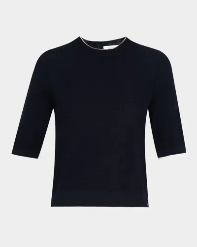 Thom Browne Textured Stitch Short-sleeve Sweater In Black