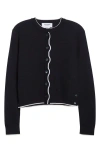 Thom Browne Textured Stitch Virgin Wool Crewneck Cardigan In Black