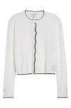 Thom Browne Textured Stitch Virgin Wool Crewneck Cardigan In White