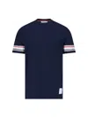 Thom Browne Mens Navy Ringer Brand-patch Stretch-wool T-shirt In Blue