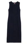 Thom Browne Textured Weave Sleeveless Midi Dress In Navy