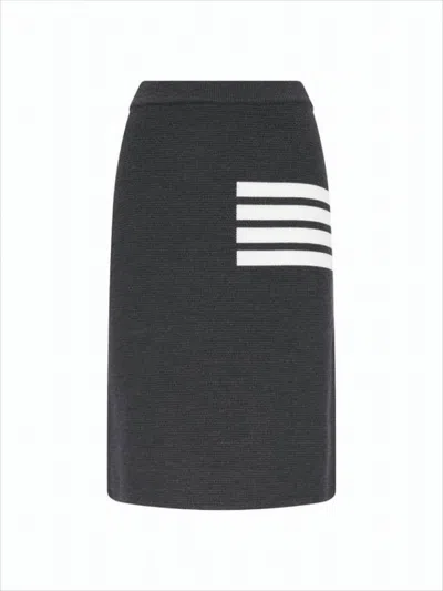 Thom Browne Textured Wool Blend Midi Skirt In Black