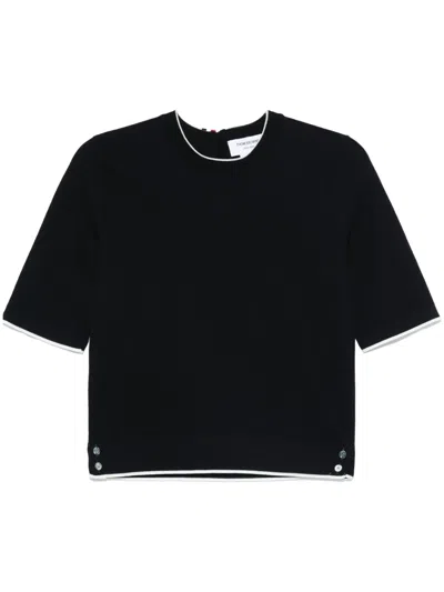 Thom Browne Textured Wool T-shirt In Blue