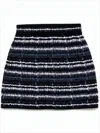 Thom Browne Textured Woven Black Miniskirt With Structured Silhouette In Blue