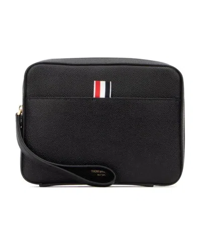 Thom Browne Textured Zip Pouch In Black