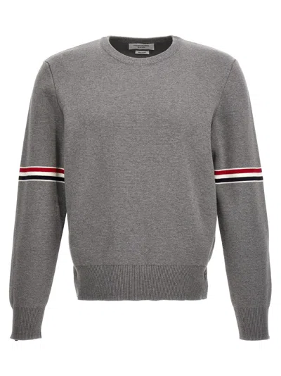 Thom Browne Thick Cotton Crewneck Sweater In Gray