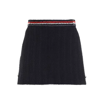 Thom Browne Boucle A-line Mini Skirt In Blue