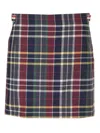 Thom Browne Tartan-check Wool Miniskirt In White