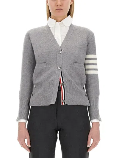 Thom Browne 4-bar Wool Cardigan In Gray