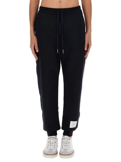 Thom Browne Grosgrain-trimmed Sweatpants In Blue