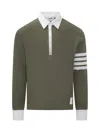 Thom Browne Classic Fit Long Sleeve Rugby In Med Weight Jersey With En In Green